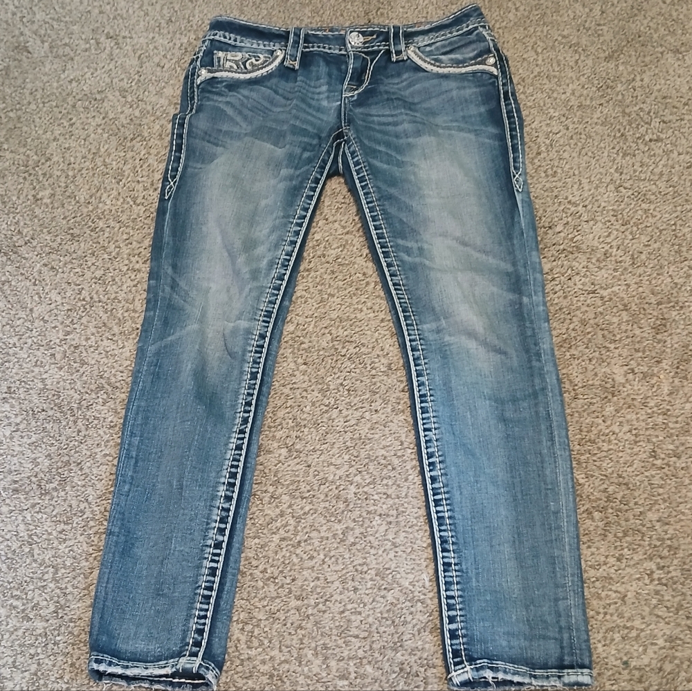 Rock Revival Mid-Rise Distressed Sundee Ankle Skinny Y2K Jeans Women's Size 26